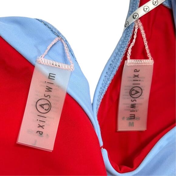 Axil Swim Venus Venere 2 Piece Bikini Set NWT Womens Sz M/L Red Blue Lightweight - Picture 4 of 7
